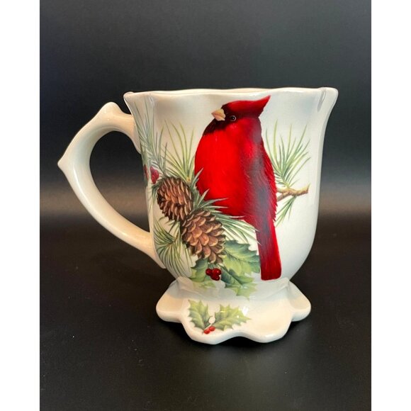 Holiday Porcelain Cardinal Coffee Mug Cracker Barrel Season of Peace - Picture 1 of 9
